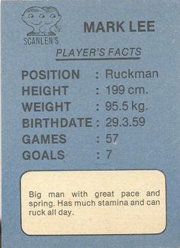 1981 Scanlens VFL #57 Mark Lee Back